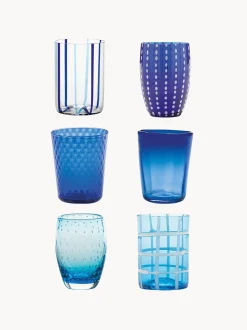 Set di 6 bicchieri in vetro soffiato con strutture diverse Melting Pot