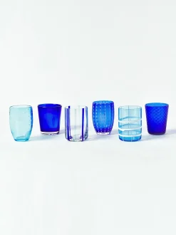 Set di 6 bicchieri in vetro soffiato con strutture diverse Melting Pot