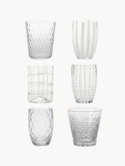 Set di 6 bicchieri in vetro soffiato con strutture diverse Melting Pot