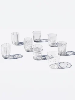 Set di 6 bicchieri in vetro soffiato con strutture diverse Melting Pot