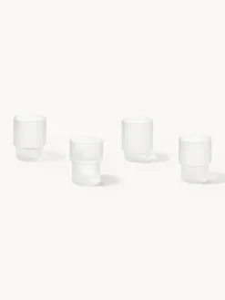 Set di 4 bicchieri per acqua in vetro soffiato millerighe Ripple, 60 ml