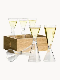 Set di bicchieri per shot in vetro soffiato con scatola in legno Semon 6 pz