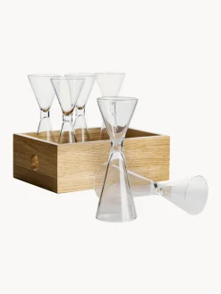 Set di bicchieri per shot in vetro soffiato con scatola in legno Semon 6 pz