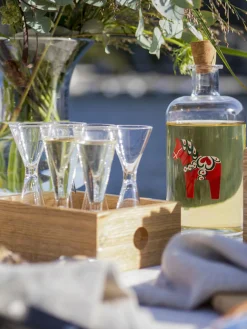 Set di bicchieri per shot in vetro soffiato con scatola in legno Semon 6 pz