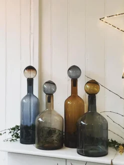 Set di 4 bottiglie decorative in vetro soffiato Bubbles