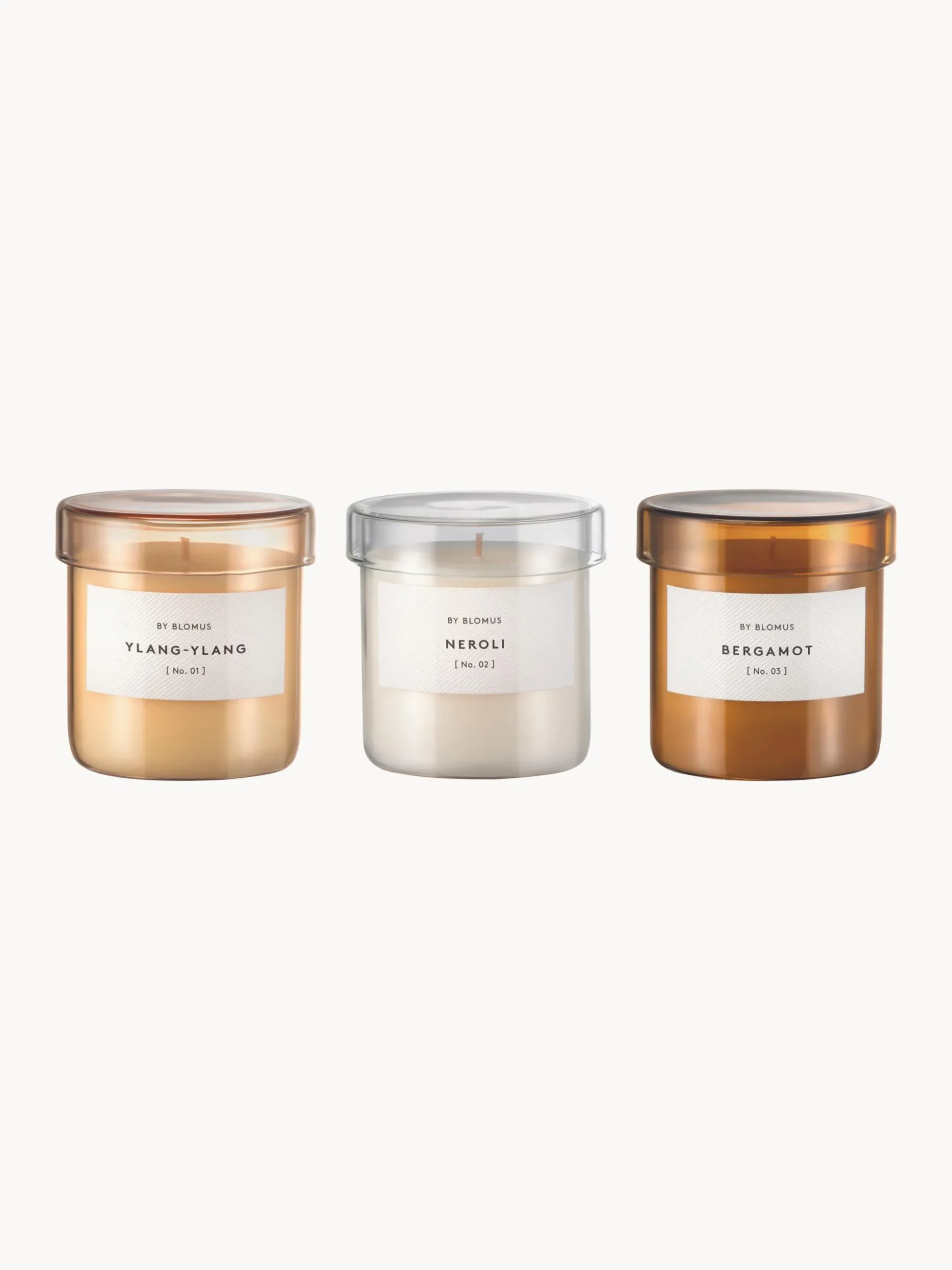 Set di 3 candele profumate Valoa (Ylang-Ylang, Neroli e Bergamotto)
