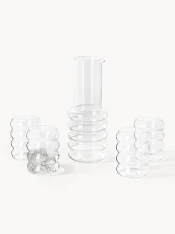 Set di caraffa e bicchieri in vetro soffiato Bubbly 5 pz