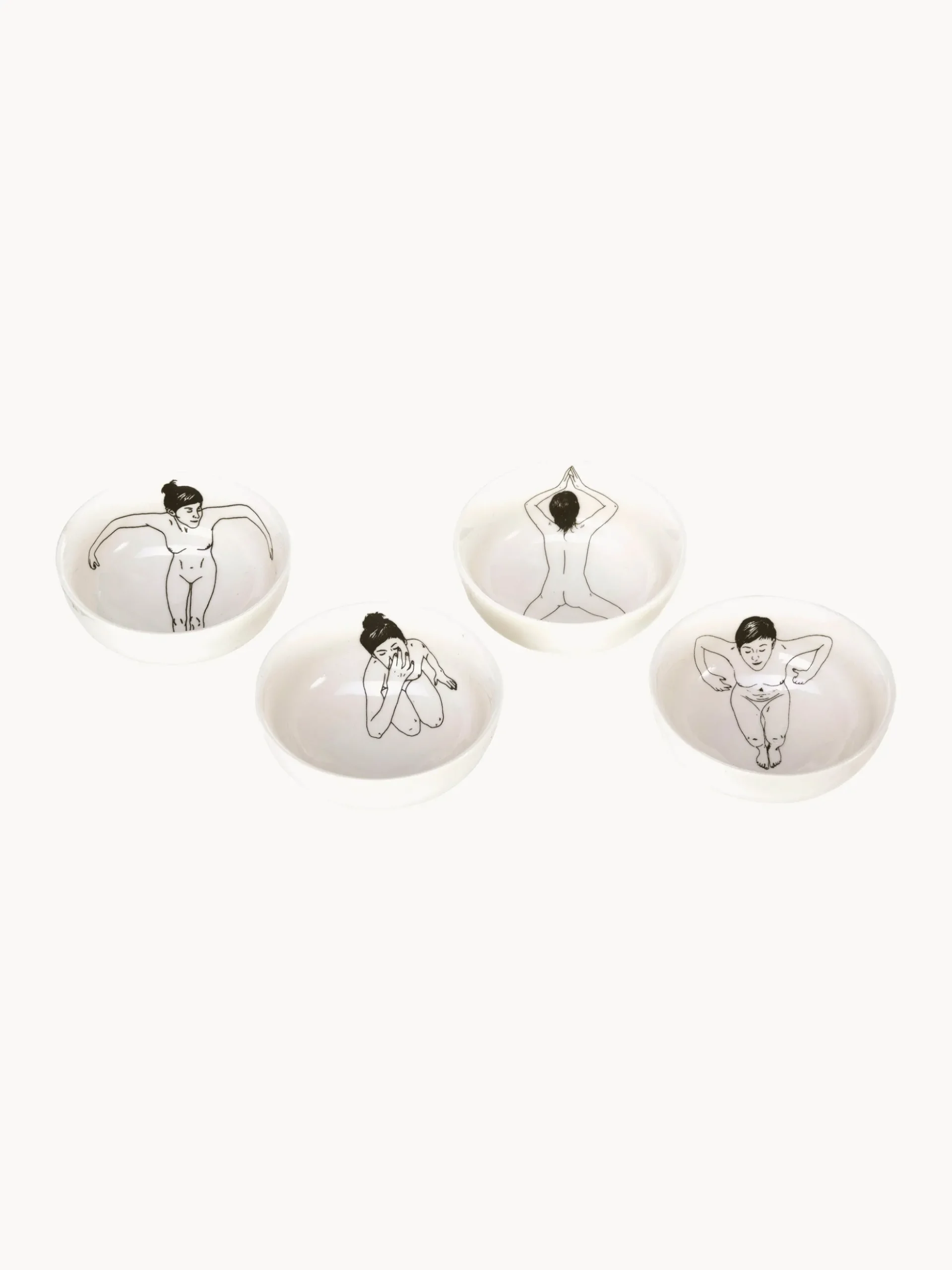 Set di 4 ciotole per snack con cucchiaini Undressed