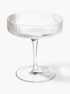 Set di 2 coppe da champagne in vetro soffiato con scanalatura in rilievo Ripple