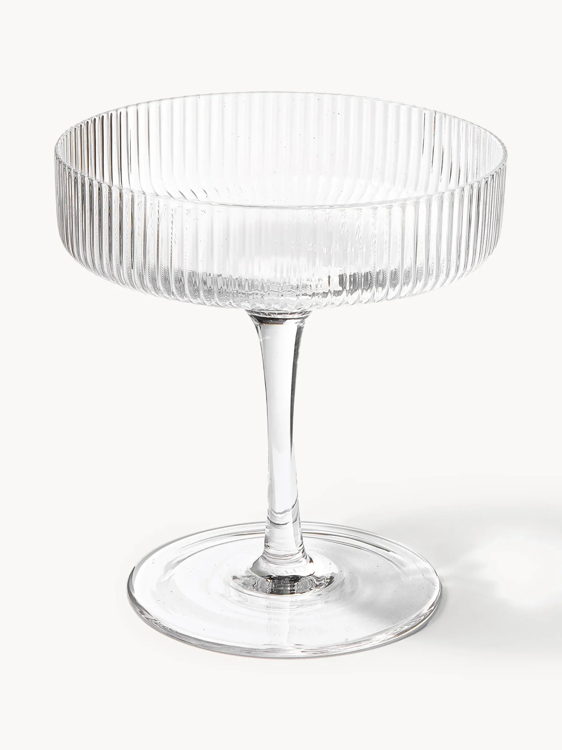 Set di 2 coppe da champagne in vetro soffiato con scanalatura in rilievo Ripple