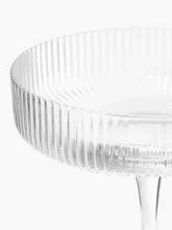 Set di 2 coppe da champagne in vetro soffiato con scanalatura in rilievo Ripple