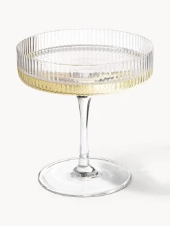 Set di 2 coppe da champagne in vetro soffiato con scanalatura in rilievo Ripple