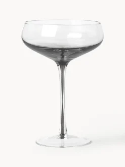 Set di 4 coppe da champagne in vetro soffiato con sfumatura di colore Smoke