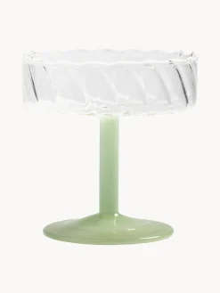 Set di 2 coppe da champagne in vetro borosilicato fatte a mano Twirl