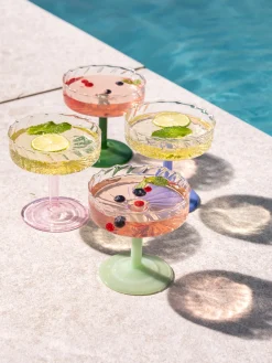 Set di 2 coppe da champagne in vetro borosilicato fatte a mano Twirl