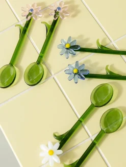 Set di 2 cucchiai in vetro borosilicato fatti a mano Flora