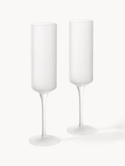 Set di 2 flute da champagne in vetro soffiato Ripple