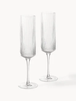 Set di 2 flute da champagne in vetro soffiato Ripple