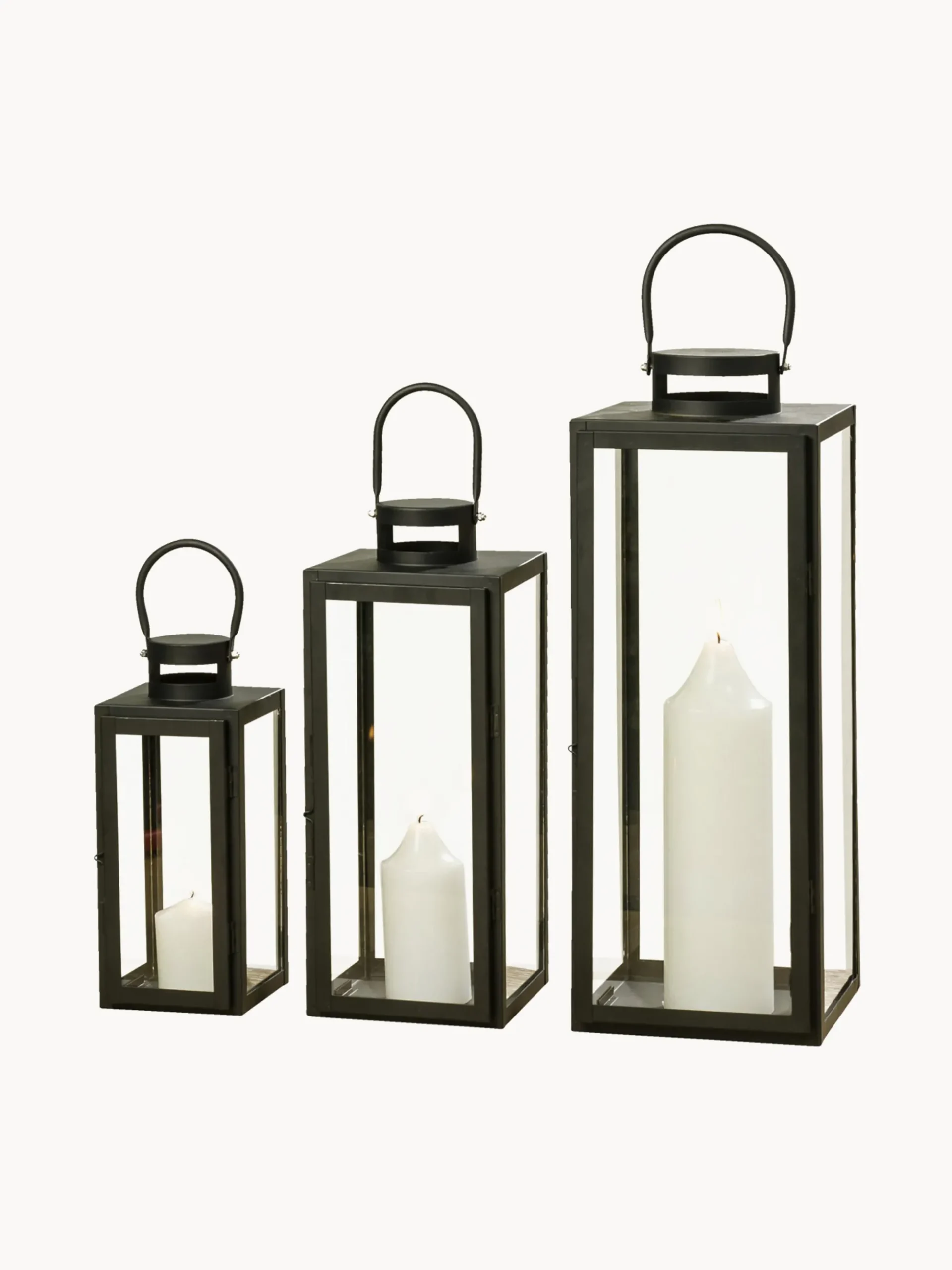 Set di 3 lanterne in vetro Arana