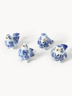 Set di 4 oggetti decorativi dipinti a mano Blue Bird