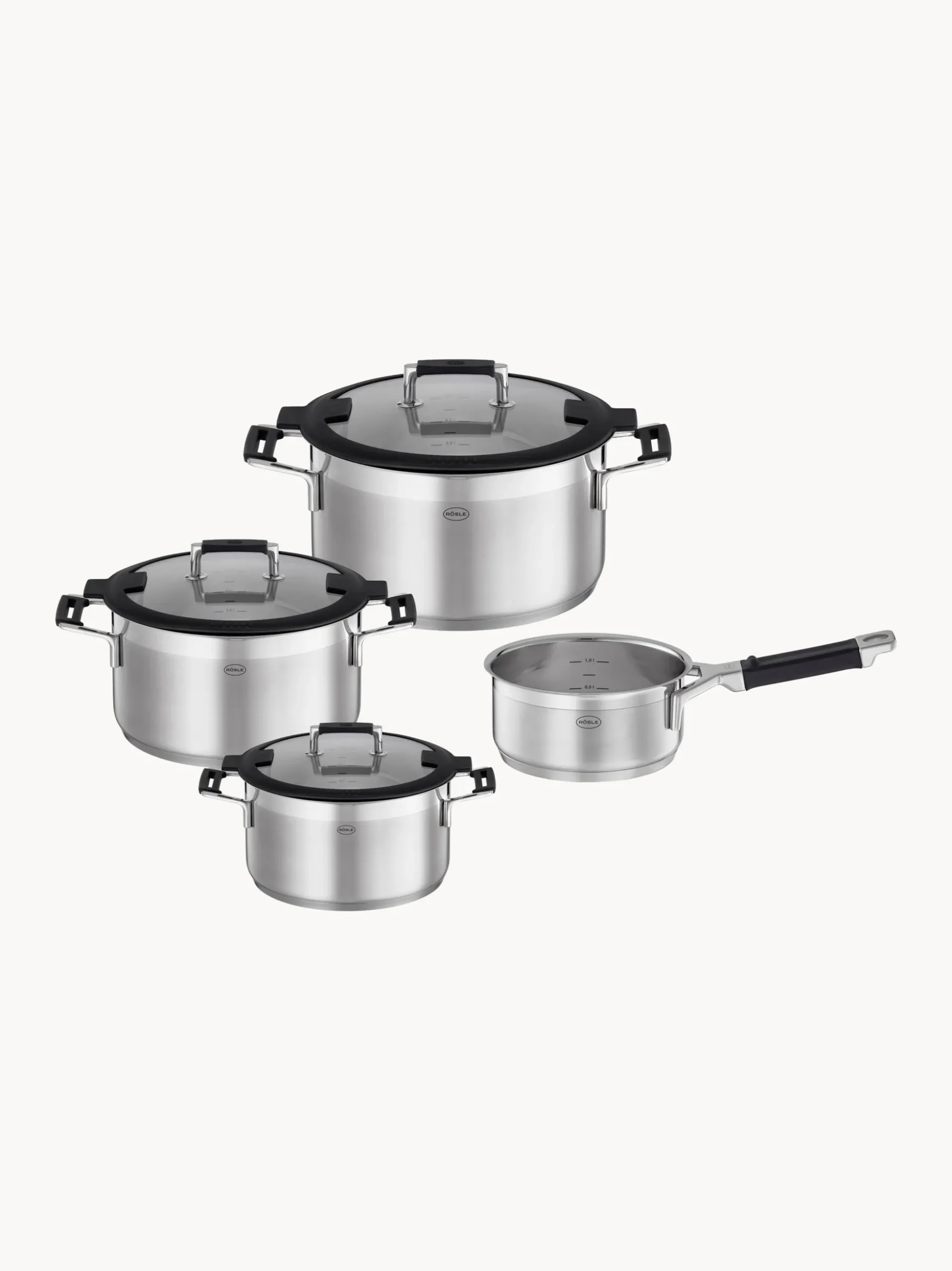 Set di 4 pentole in acciaio inossidabile Silence Pro