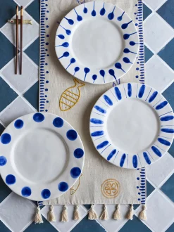 Set di 3 piatti da cena dipinti a mano Linora