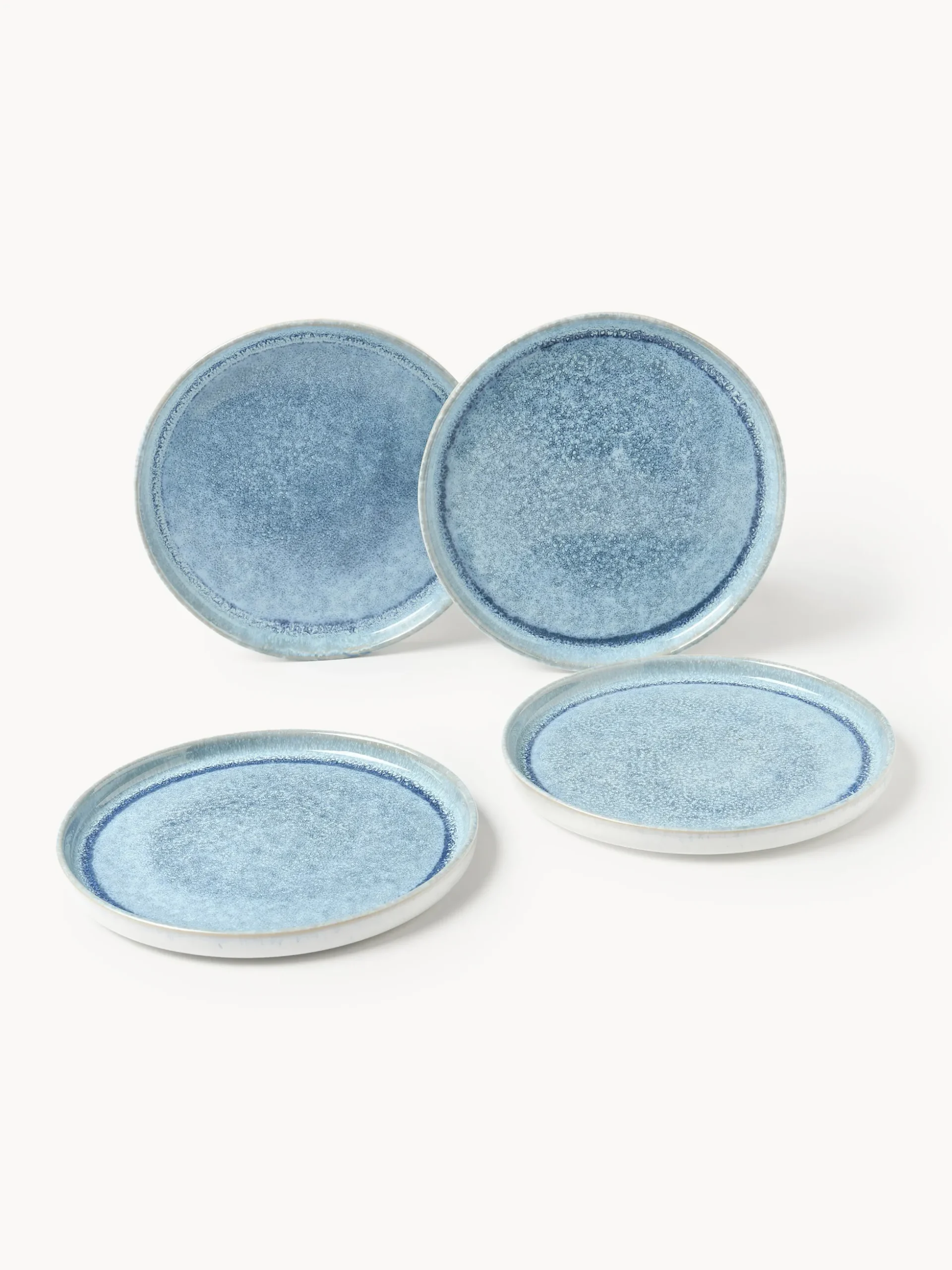 Set di 4 piatti da colazione fatti a mano con smalto reattivo Danza