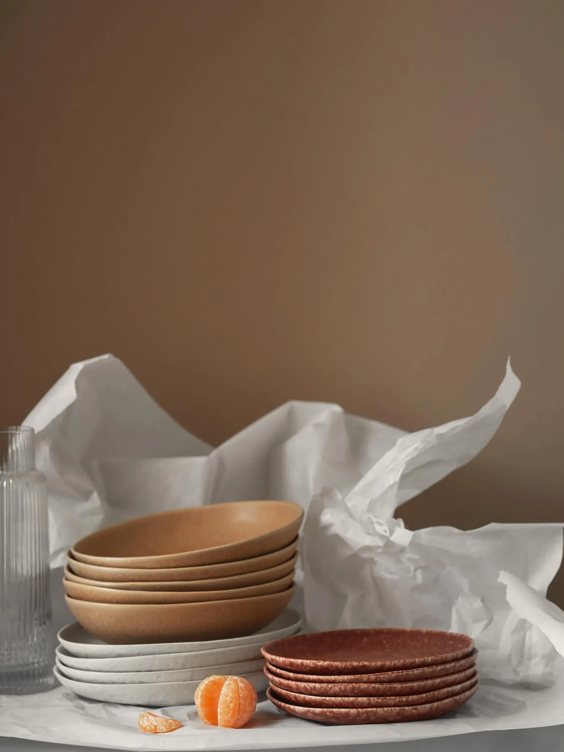 Set di 4 piatti da colazione fatti a mano dalla forma organica Macey