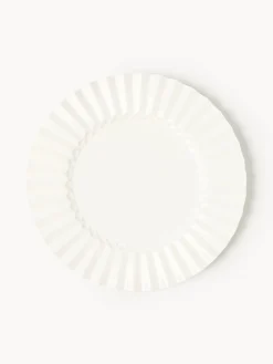 Set di 4 piatti da colazione in porcellana con scanalatura in rilievo Antonin