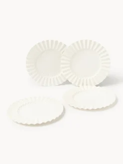 Set di 4 piatti da colazione in porcellana con scanalatura in rilievo Antonin