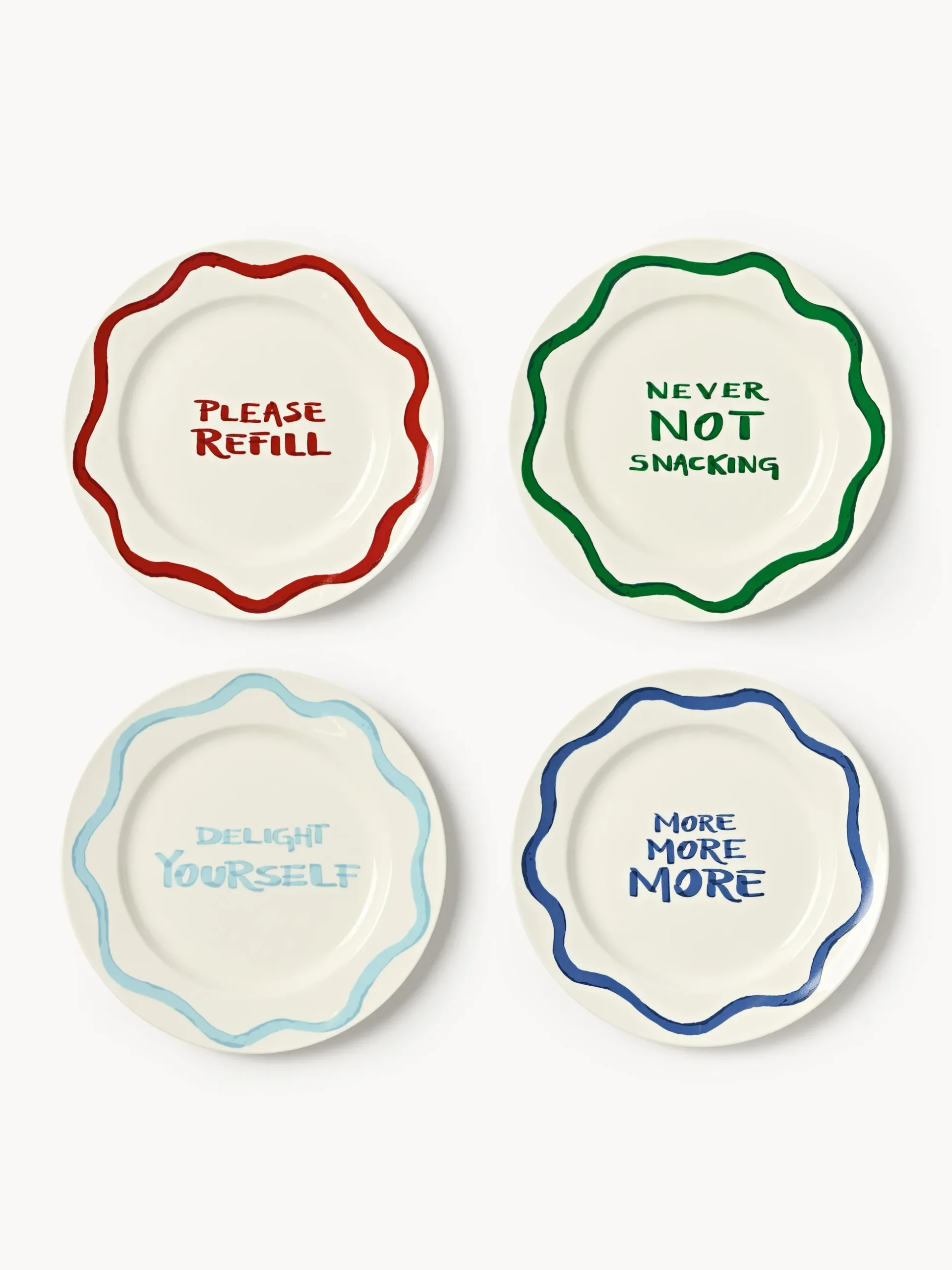 Set di 4 piatti da colazione in porcellana con motivo decorativo Tutti