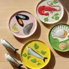 Set di 4 piatti per torta in dolomite dipinti a mano De La Mer