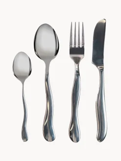 Set di 16 posate satinate con manici martellati Waverly, 4 persone