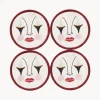 Set di 4 sottobicchieri dipinti a mano Pierrot