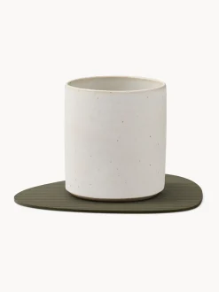 Set di 4 sottobicchieri in pelle fatti a mano dalla forma asimmetrica Curve