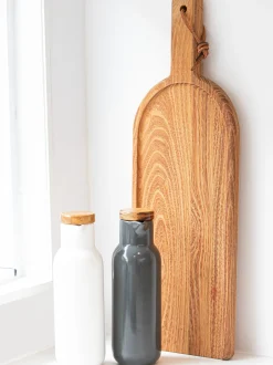 Set dispenser aceto e olio in porcellana e legno di acacia Essentials 2 pz