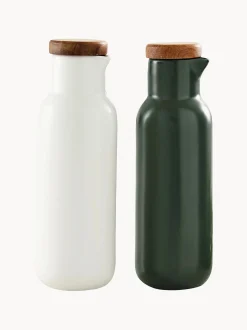 Set dispenser aceto e olio in porcellana e legno di acacia Essentials 2 pz