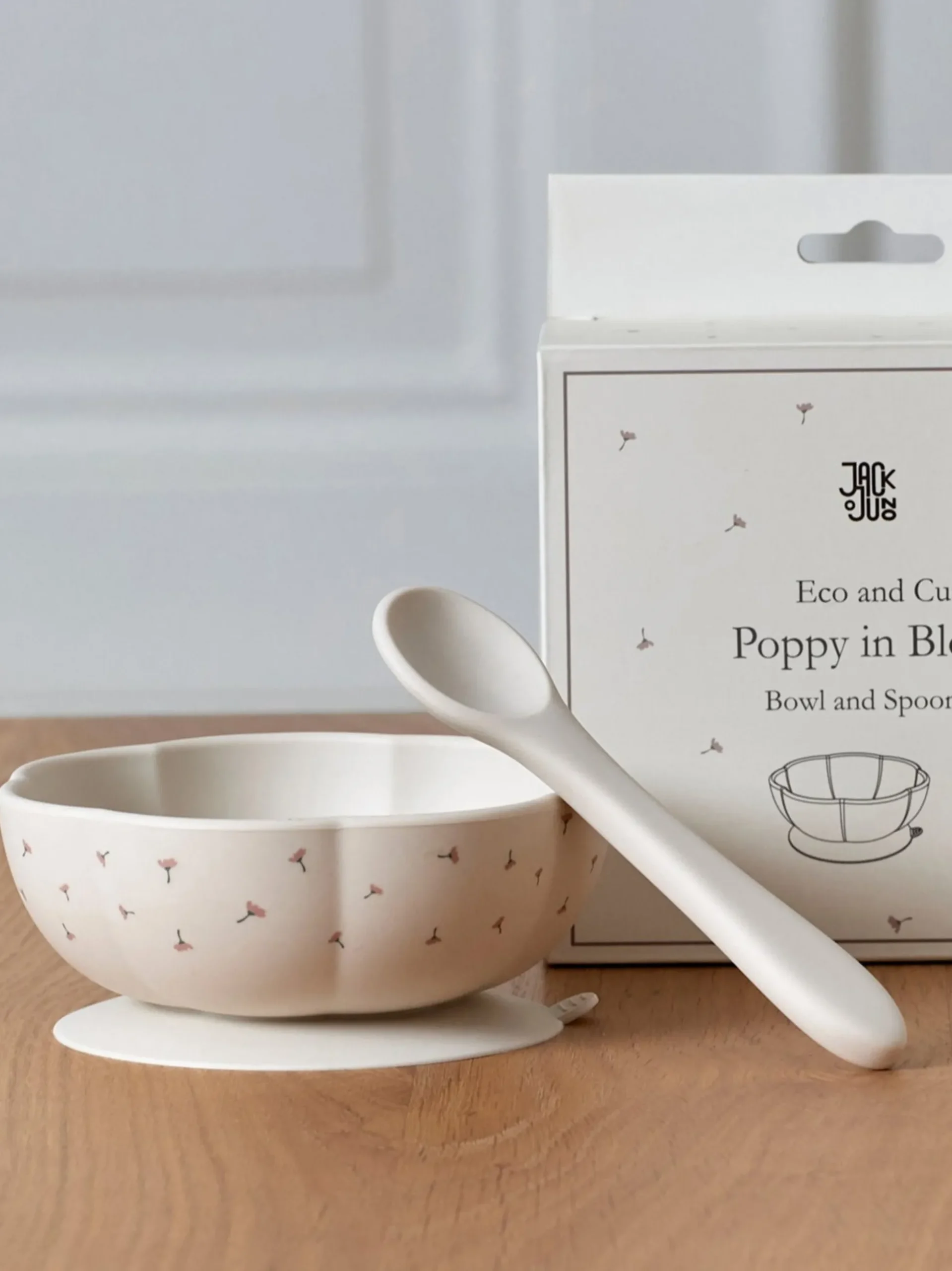 Set di 2 stoviglie per bambini in silicone Poppy in Bloom