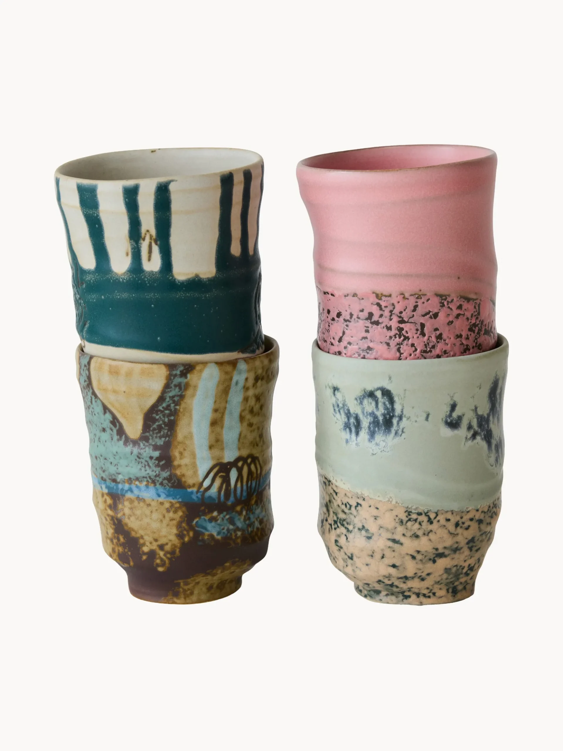 Set di 4 tazze dipinte a mano Artist Ceramics