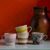 Set di 4 tazze fatte a mano con smalto reattivo 70's