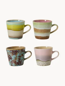 Set di 4 tazze fatte a mano con smalto reattivo 70's