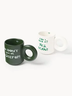 Set di 2 tazze impilabili in porcellana con motivo decorativo Tutti