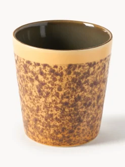 Set di 6 tazze senza manico fatte a mano con smalto reattivo 70's