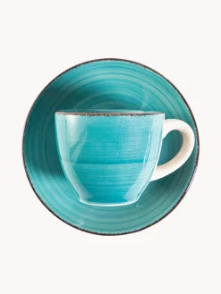 Set di 6 tazzine da caffè con piattini dipinte a mano Baita