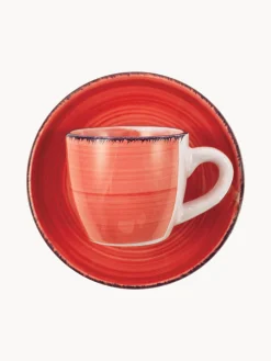 Set di 6 tazzine da caffè con piattini dipinte a mano Baita