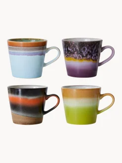 Set di 4 tazzine fatte a mano con smalto reattivo 70's