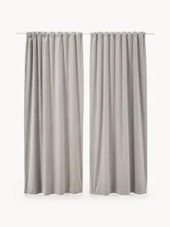 Set di 2 tende oscuranti in velluto con multibanda Rush, larg. 135 cm