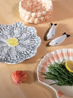 Set saliera e pepiera in dolomite dipinte a mano Sardine 2 pz