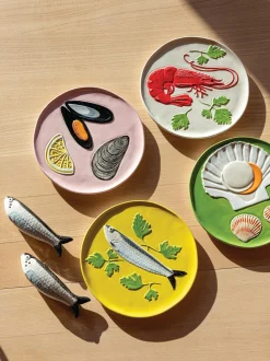 Set saliera e pepiera in dolomite dipinte a mano Sardine 2 pz
