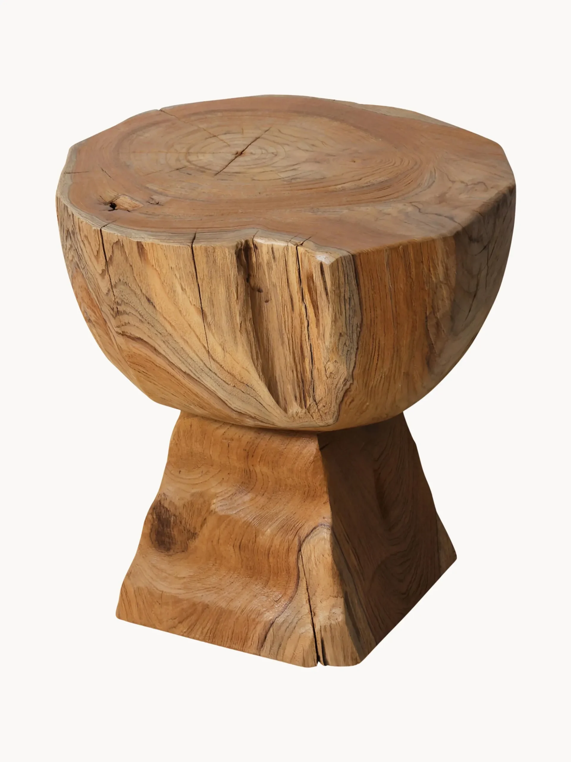 Sgabello in legno di teak fatto a mano Arched